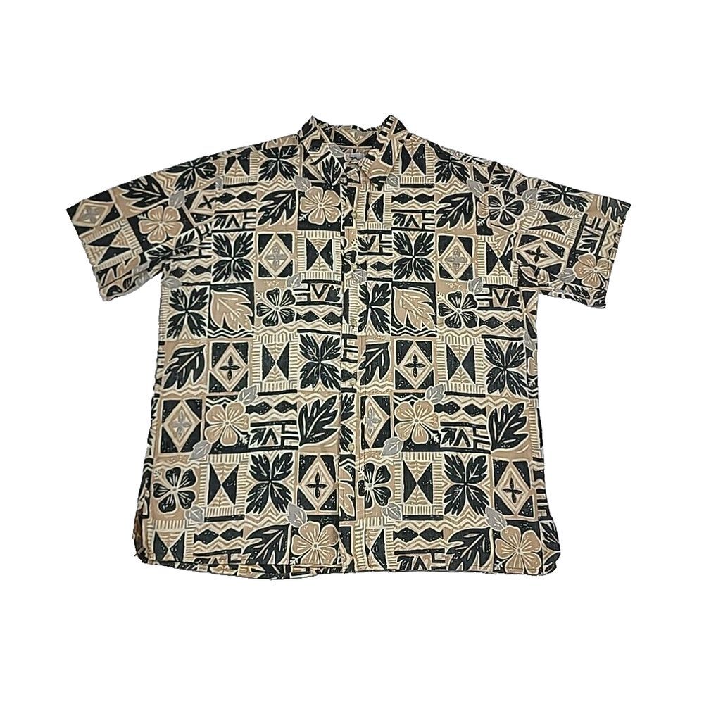 Reyn Spooner Hawaiian Shirt Men's XL‎ Floral Reverse Print Button Short Sleeve